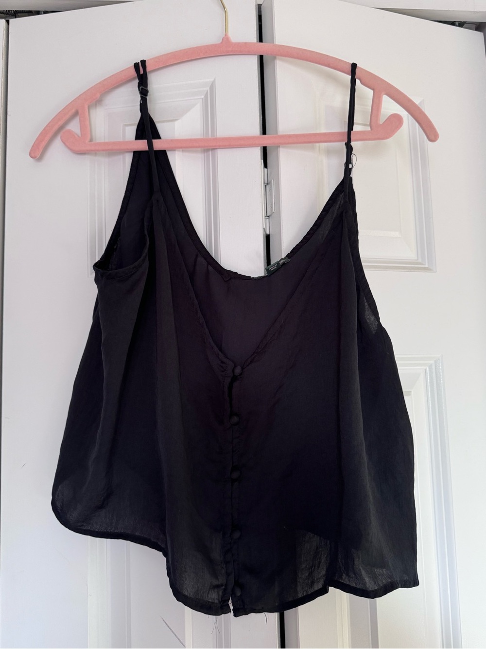 wild fable Black Button-Front Spaghetti Strap Cami